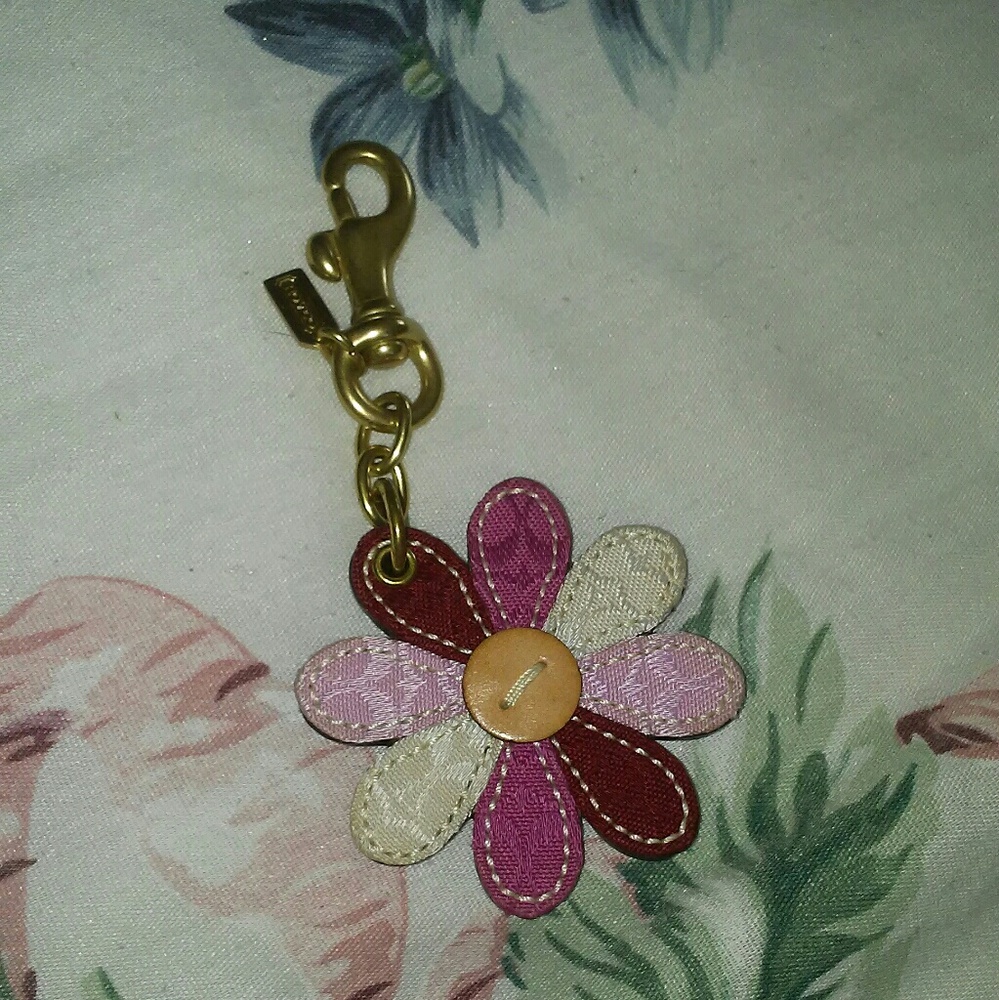 Coach Signature Flower Keychain FOB RARE